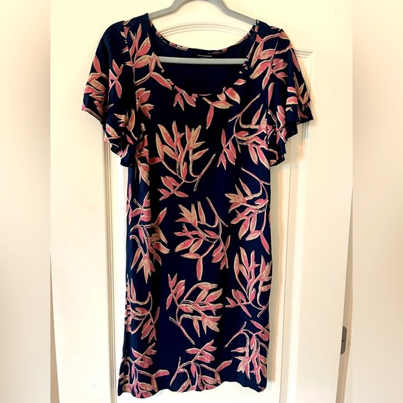 Lucky Brand Floral Print Short Sleeve Ruffle Dress women’s size XS - Picture 1 of 13